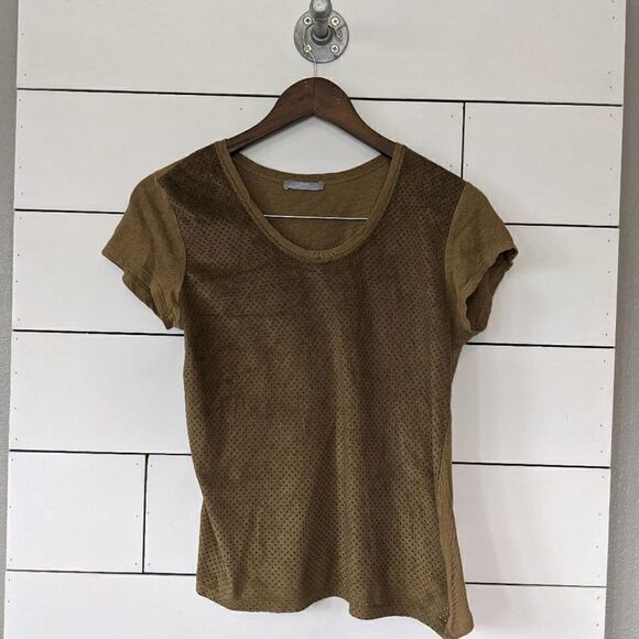 Zara WB Collection Tan Faux Suede T-Shirt Small - Picture 2 of 8